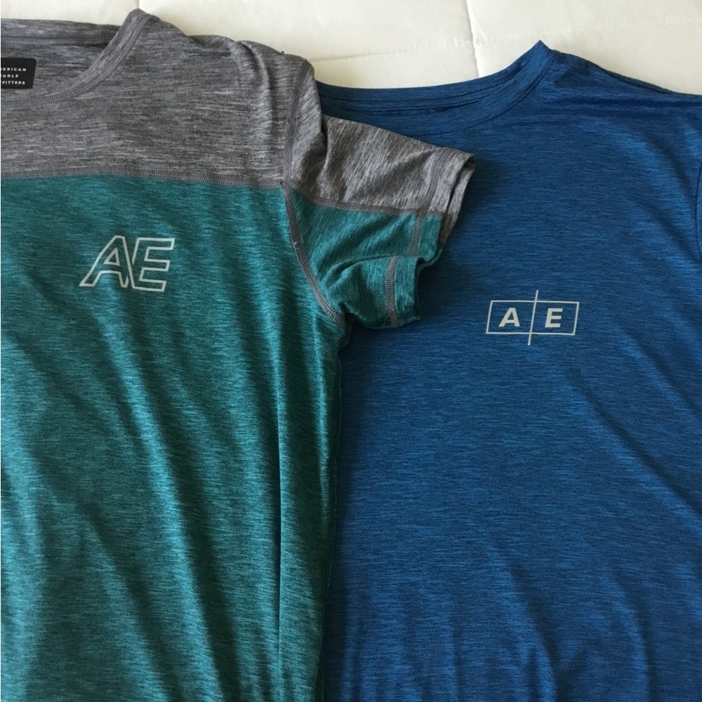 American Eagle Outfitters AE Active Men's Blue and Green T-Shirts Size Large EUC